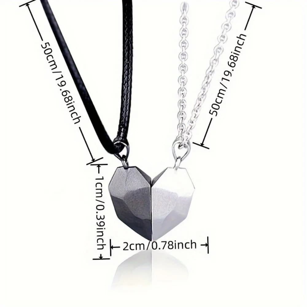 Valentine's Day Gift Good Simple Quality Couple Pendant Necklace Electrocardiogram Magnetic HeartPendant Splicing Necklace