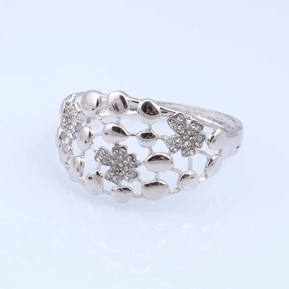 Elegant Jewelry Sets Dubai Silver Plated Jewelry Women Necklace Bracelet Earrings Ring Bride Wedding Party Accessories