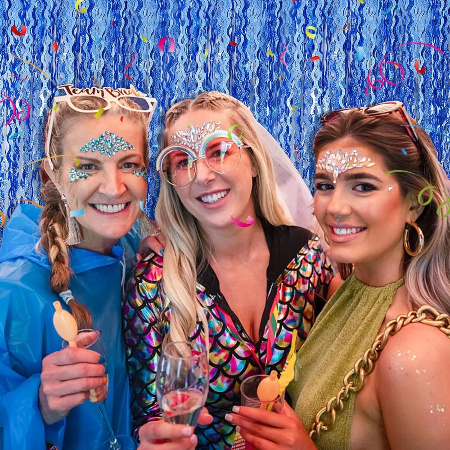 Blue Fringe Streamer Party Backdrop
