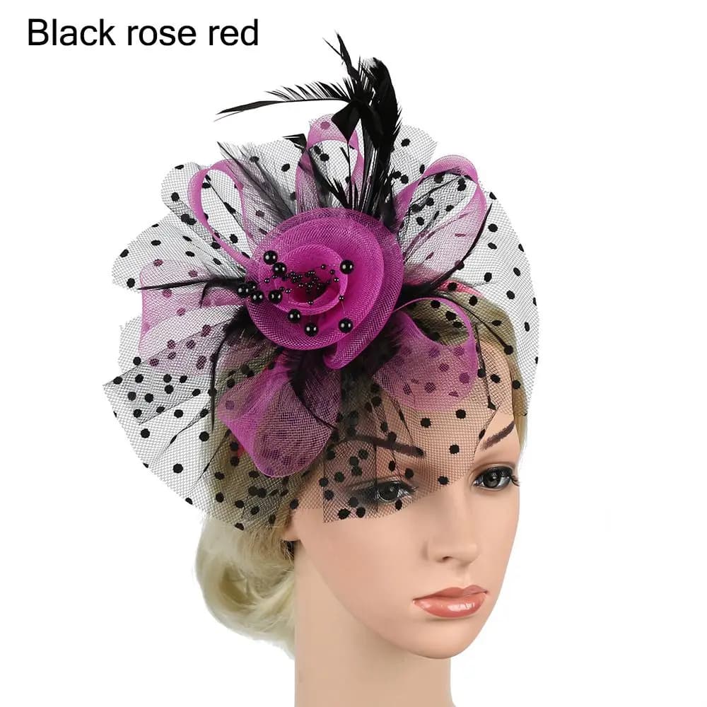 Hair Accessories Mesh Flower Hair Fascinators Wedding Feathers Hair Clip Fascinator Hat Tea Party Headband Alice Headband Clip