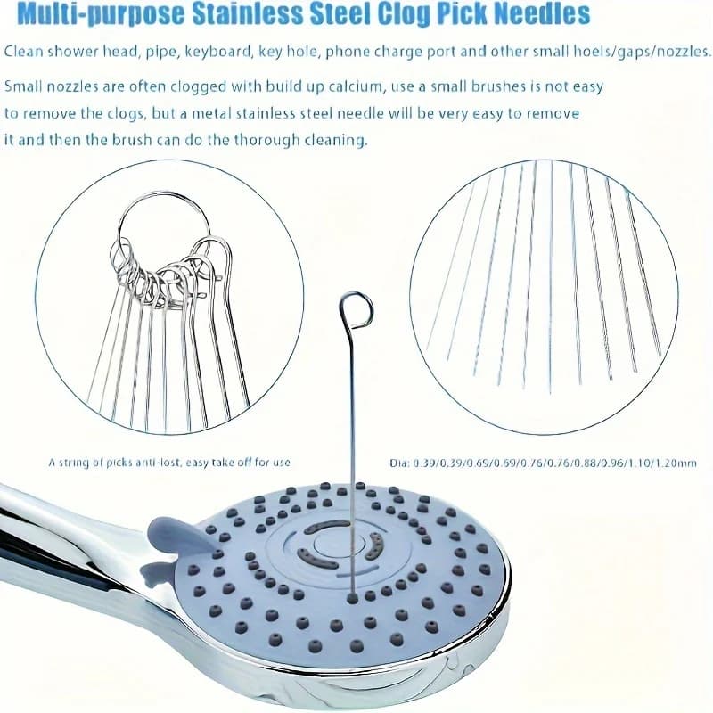 Stainless Steel Needle Shower Head Cleaning Brush Set