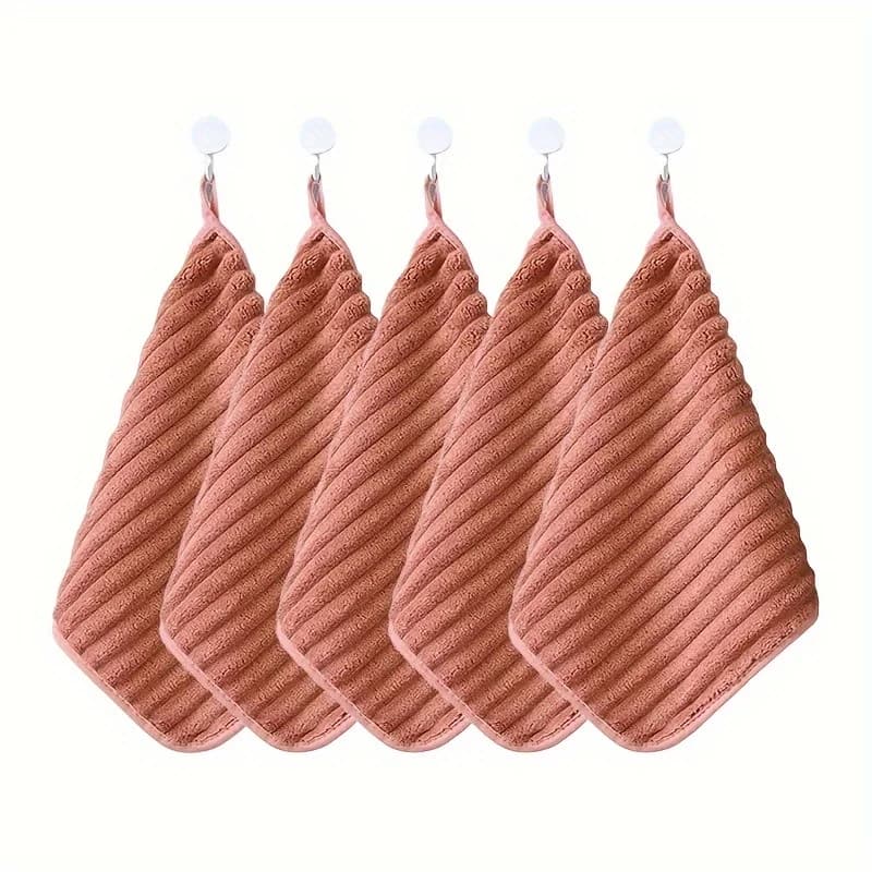 Striped Hand Towels with Hanging Loops, 5-Pack