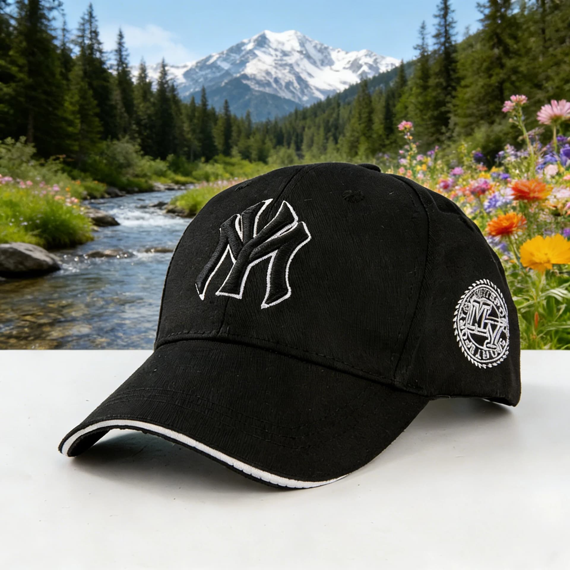 Classic Baseball Cap with Retro Badges