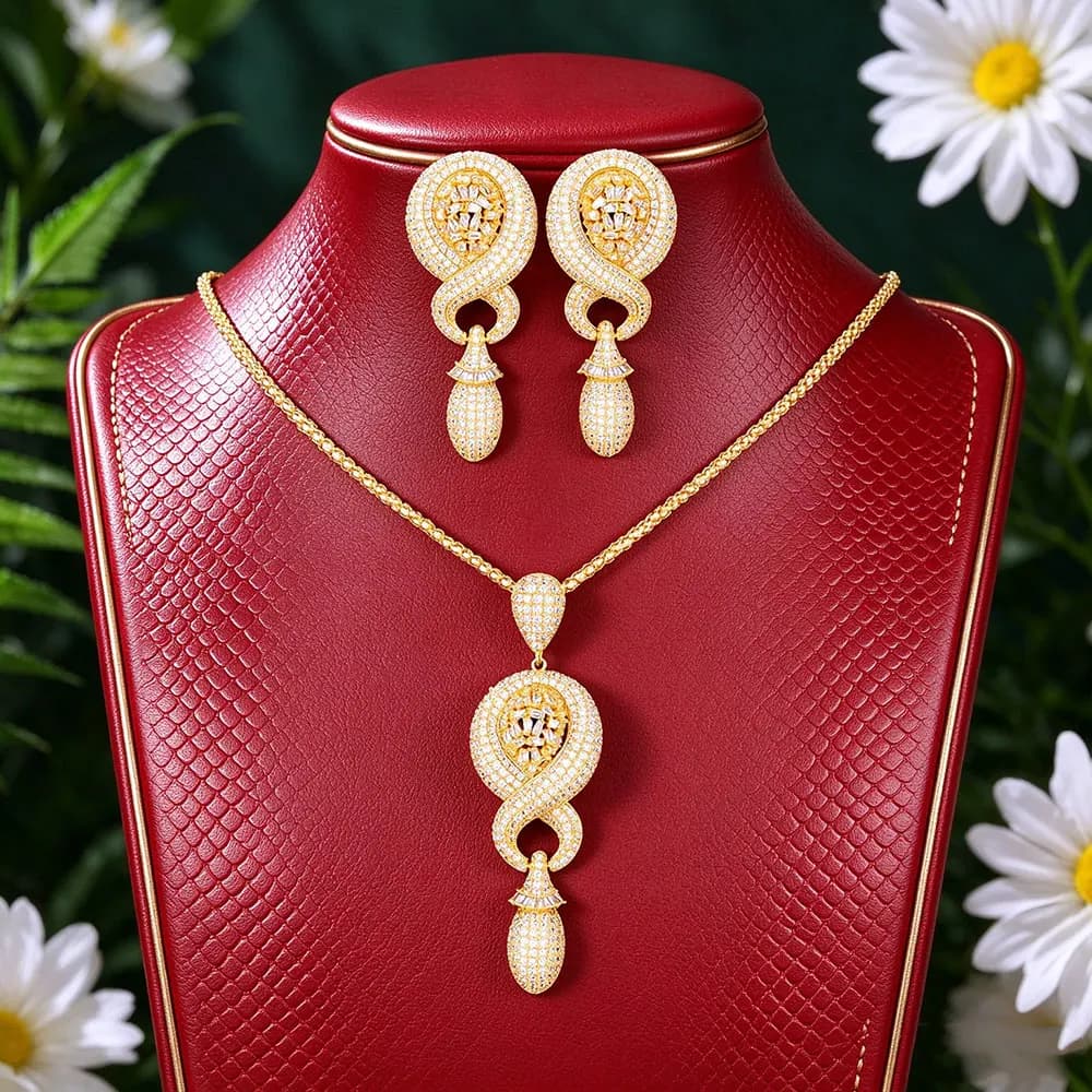 Gold-Plated Cubic Zirconia Jewelry Set