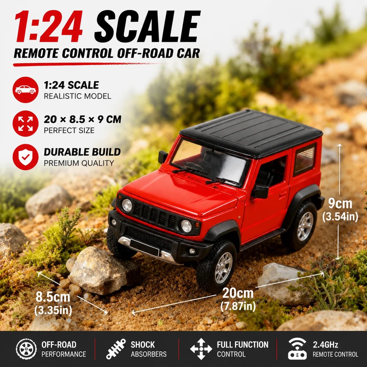 1:24 Scale 2WD Off-Road Remote Control Car