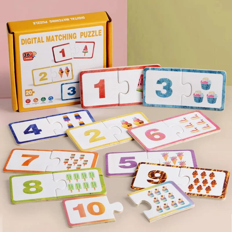 Wooden Number Matching Puzzle Blocks