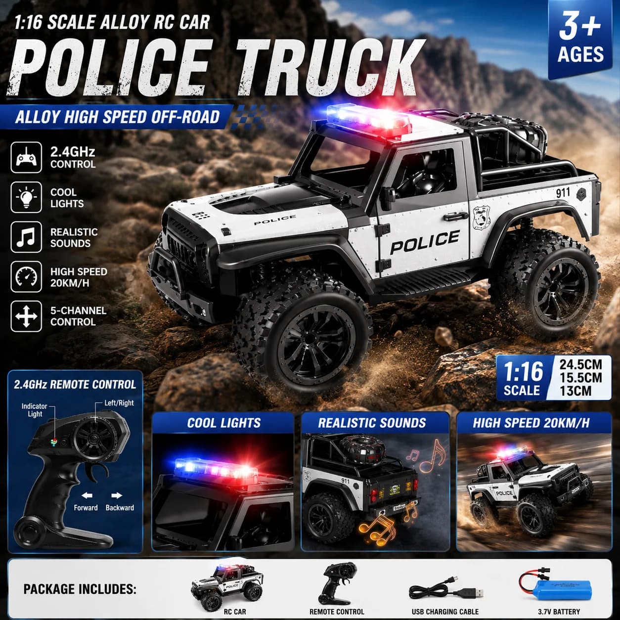 2.4G Remote Control Off-Road Police Car