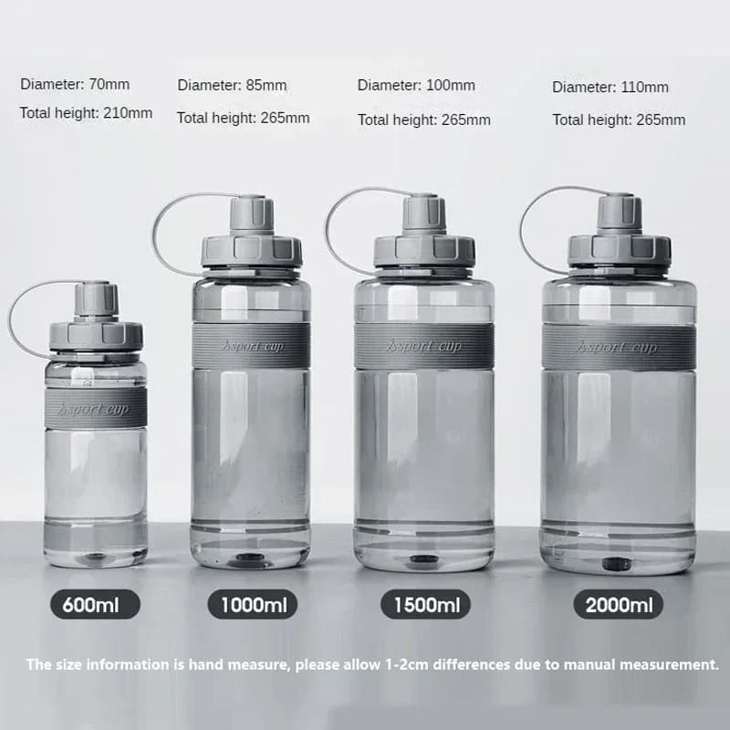 2 Liter Big Water Bottle with Straw 2L/1.5L/1L/0.6L Large Capacity School Gym Sports Drinking Bottles Fitness
