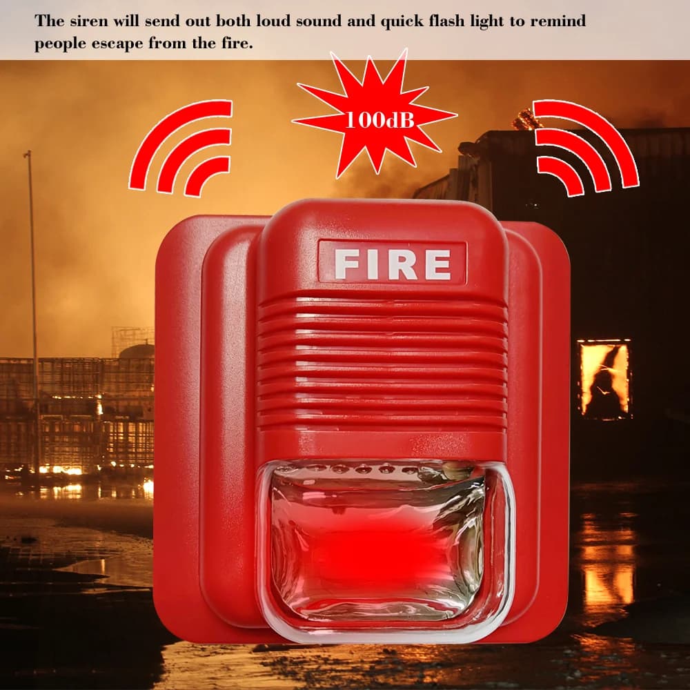 Fire Alarm Strobe Siren with Sound and Light Alert
