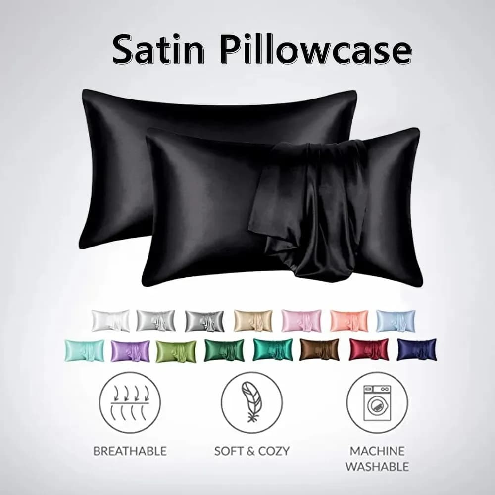 Satin Pillowcases Queen Size Pair
