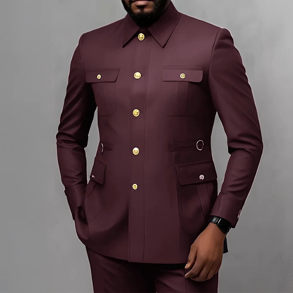 Men's 2-Piece Formal Suit with Golden Buttons