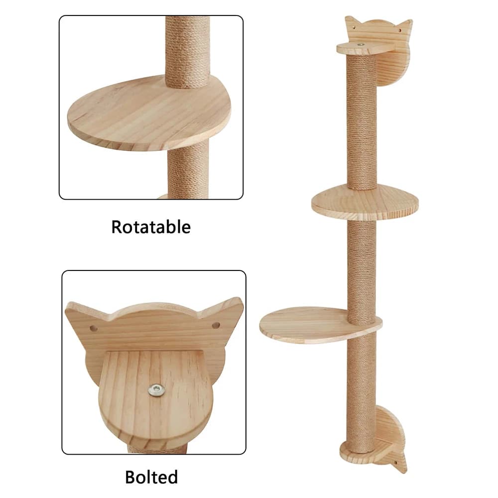 Wall Mounted Cat Scratching Tree with Perches