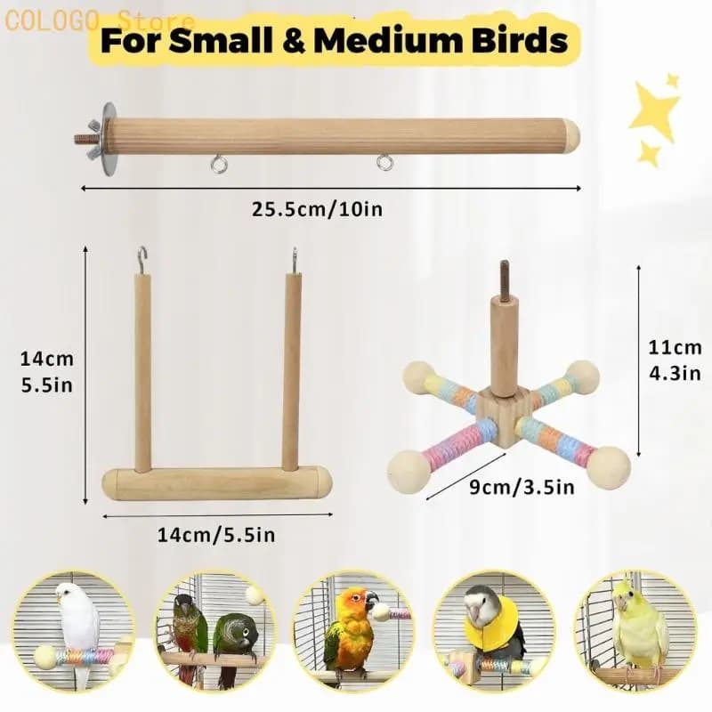 3-in-1 Bird Cage Perch Swing with Rotating Top