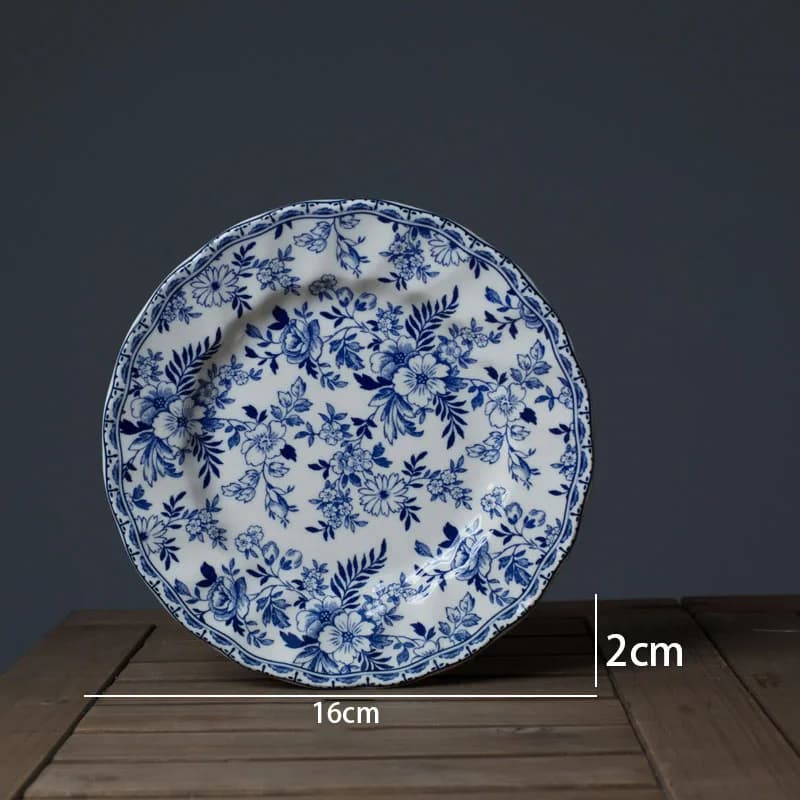 Blue and White Ceramic Dinner Plate Set