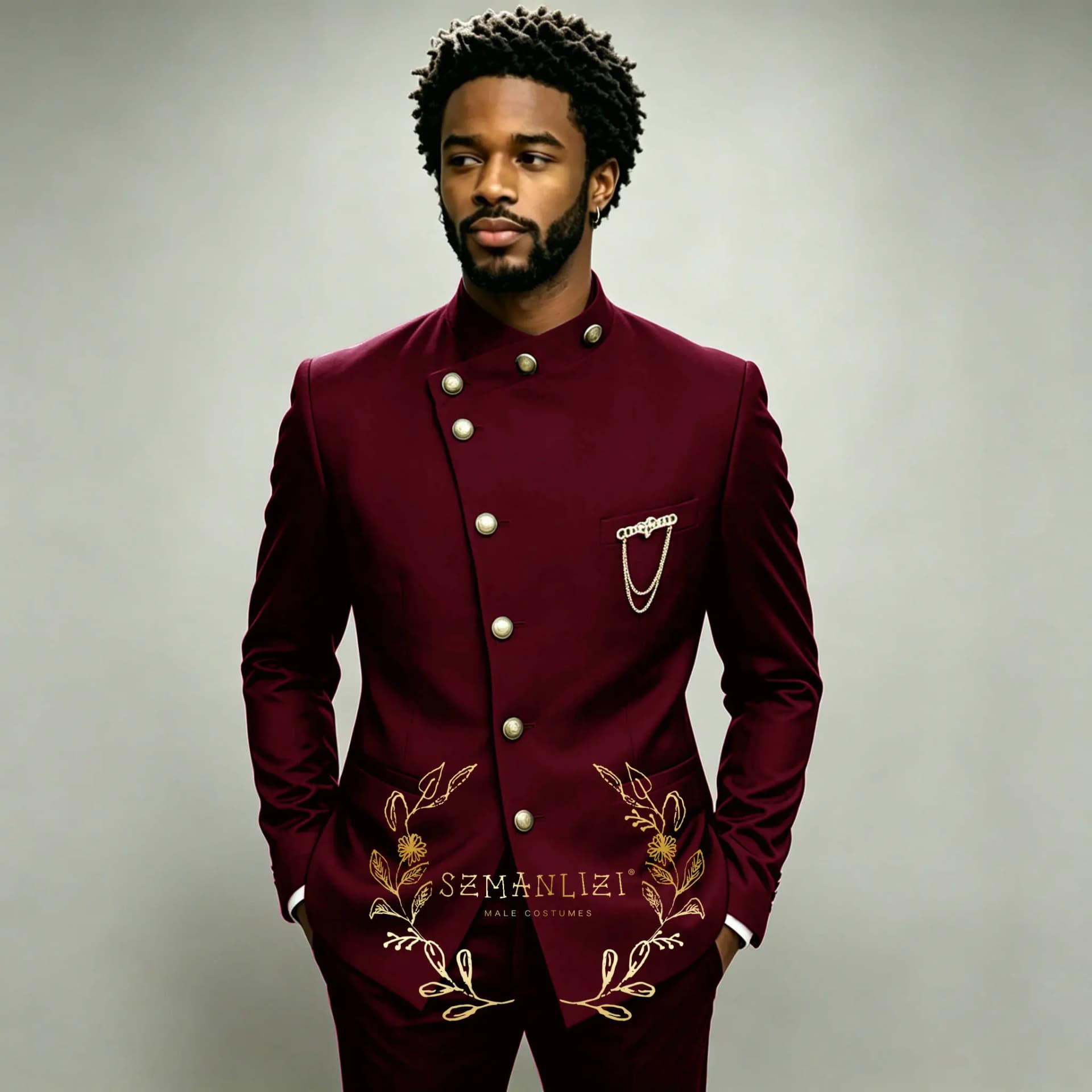 Navy Double Breasted Slim Fit Formal Suit