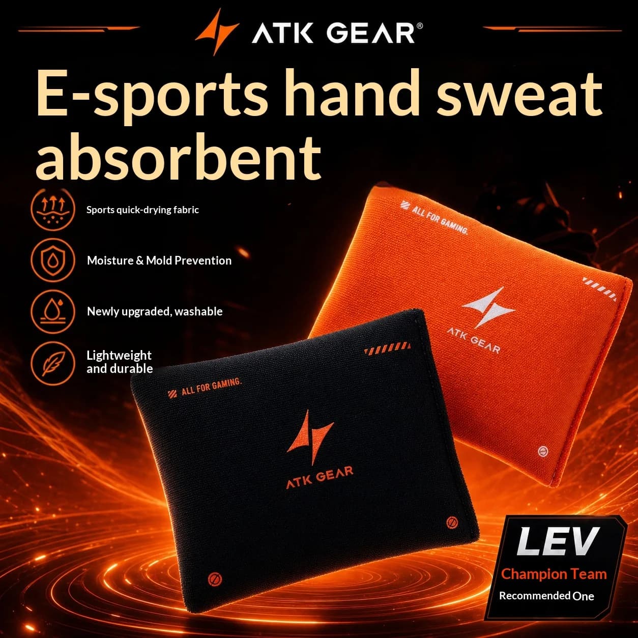 ATK GEAR E‑Sport Hand Sweat Bag Dry Grip Pouch Anti‑Sweat For Competitive Gaming Reduce Sweaty Hands For FPS Gamers