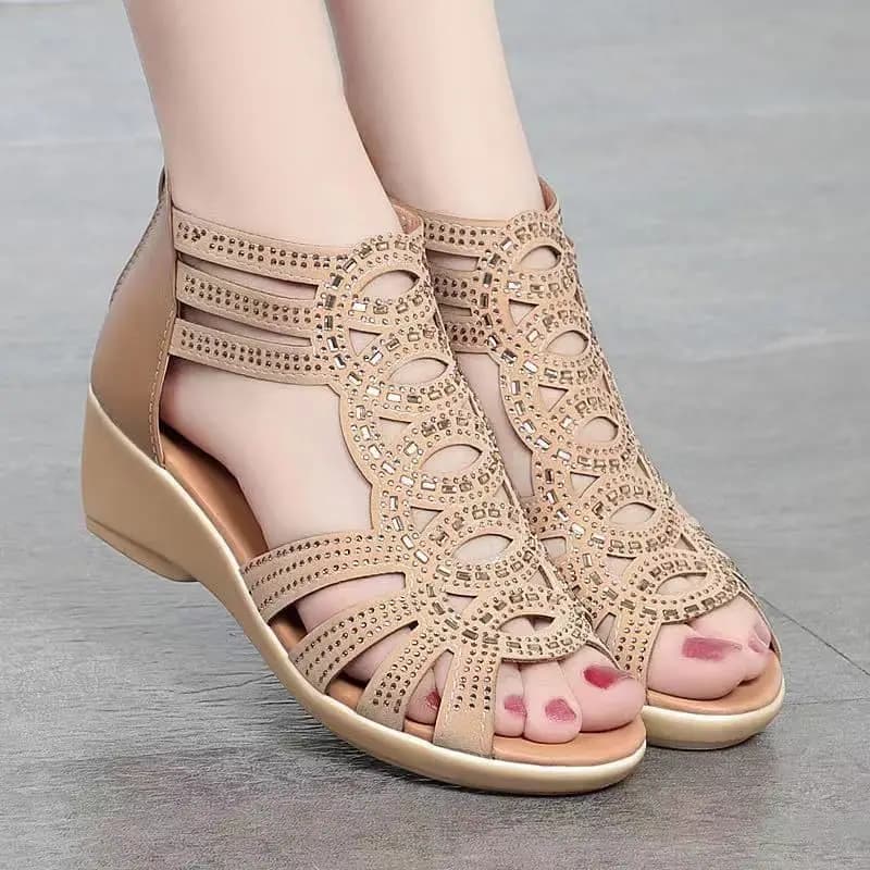 Women's Roman Sandals with Diamond Accents