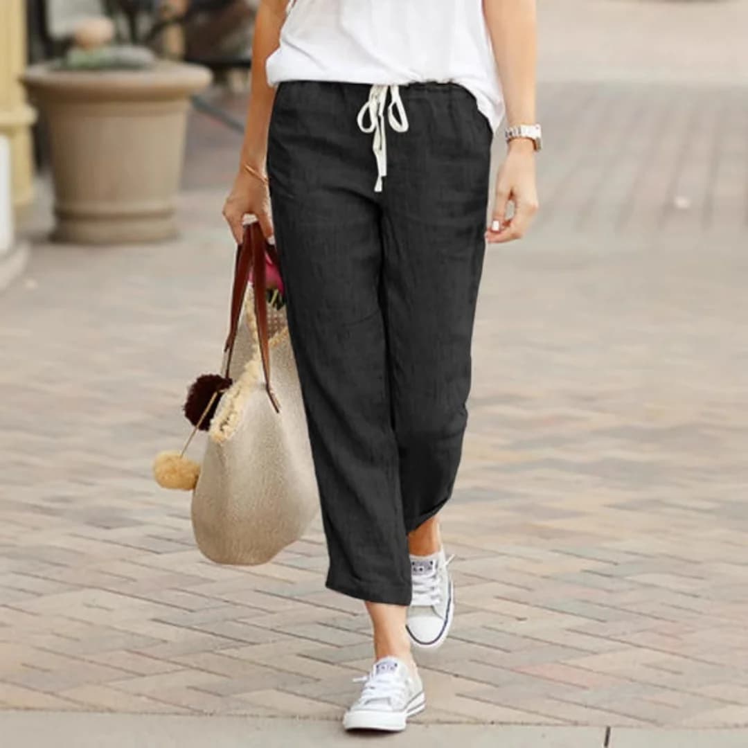 Khaki Cropped Straight Leg Pants