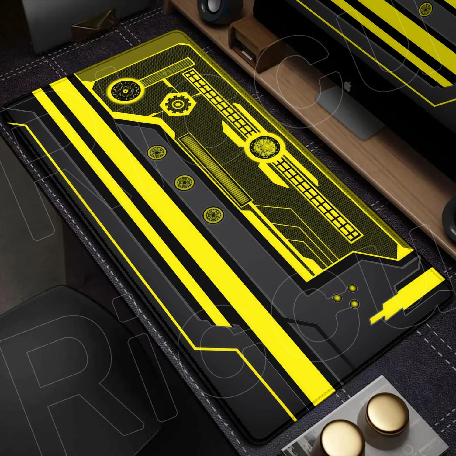 Large Gaming Desk Mouse Pad with Sci-Fi Design