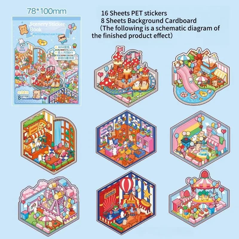 Kids Room Decor 3D Cute Cartoon Landscaping Stickers Perfect for Wall Art