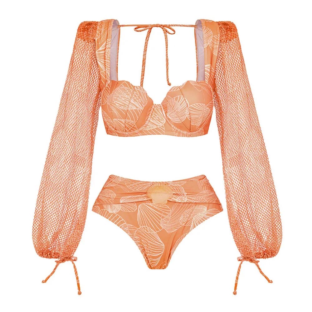 Women's Ruffle Splice Print Bikini With Skirt