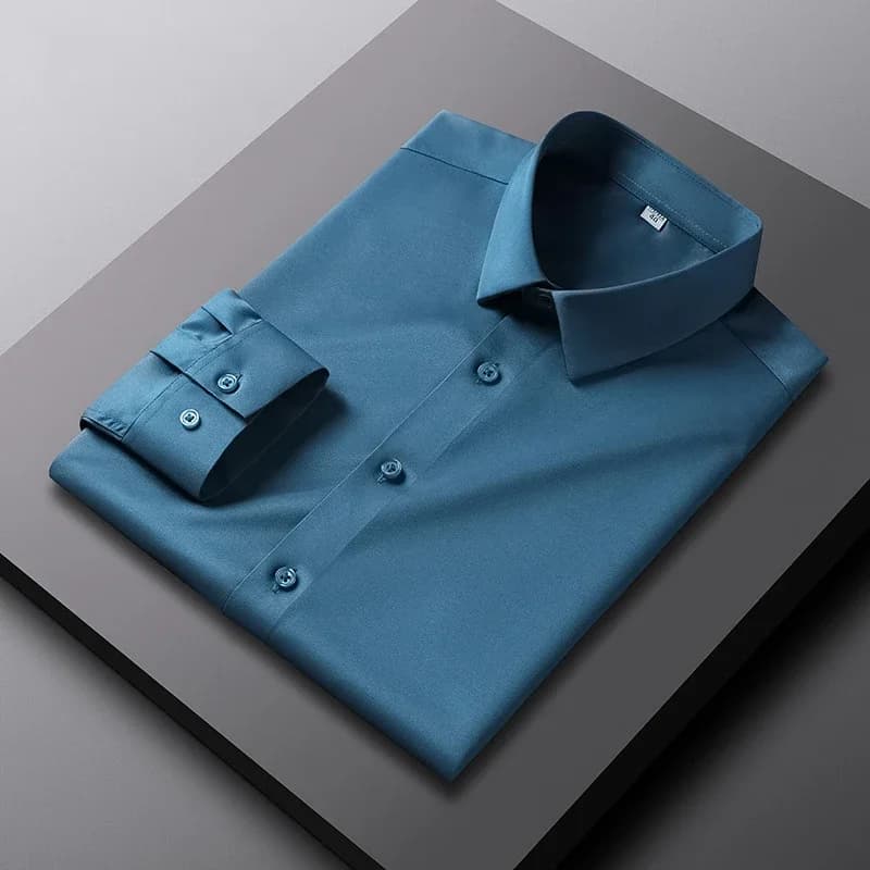 Men's Long Sleeve Wrinkle Resistant Solid Shirt