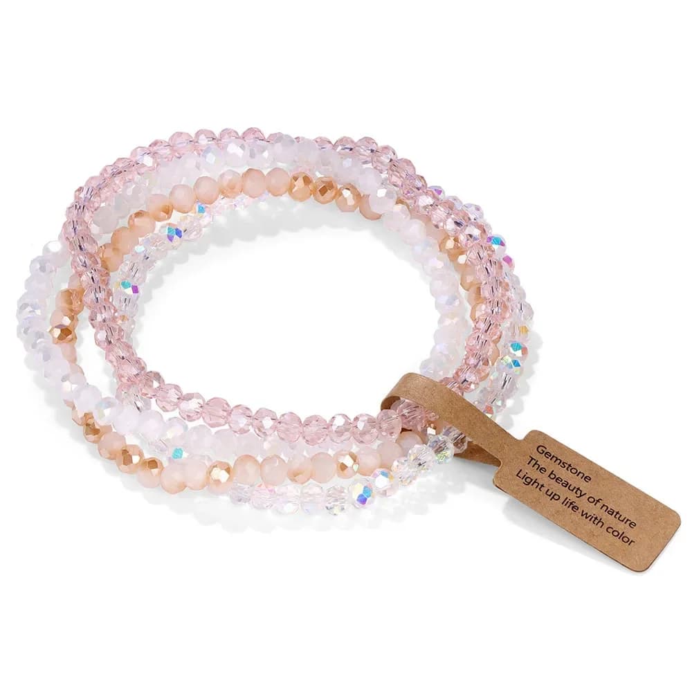 Faceted Glass Bead Stretch Bracelets Set
