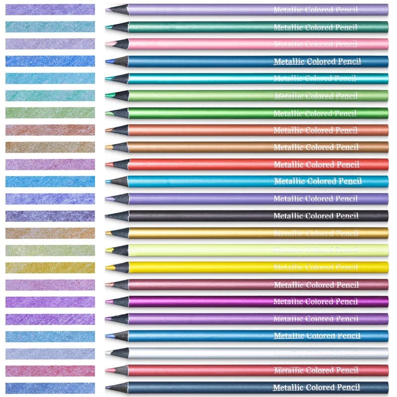 Metallic Colored Pencils Drawing Set 12 Pc