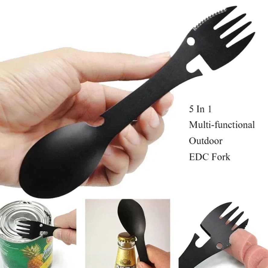 5-in-1 Stainless Steel Camping Utensil Tool