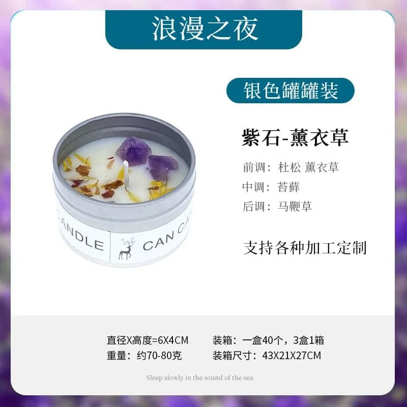 Scented Candle with Crystal Stone and Dry Flowers