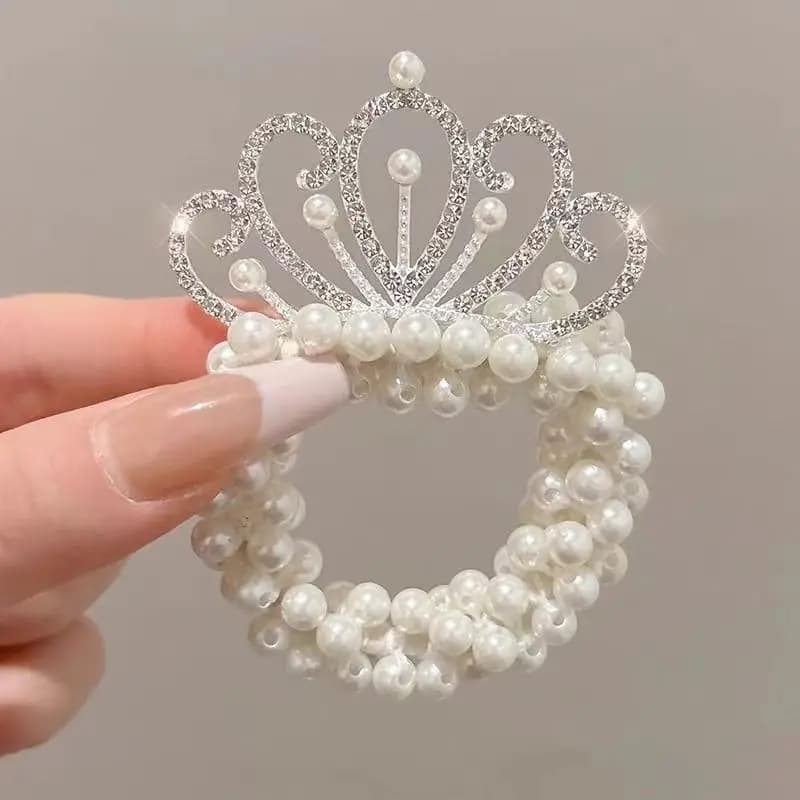 Hair Accessories Kids Hair Bands Elastic Rubber Bands Girls Hair Accessories New Fashion Pearl Crown Princess Cute Baby Headwear