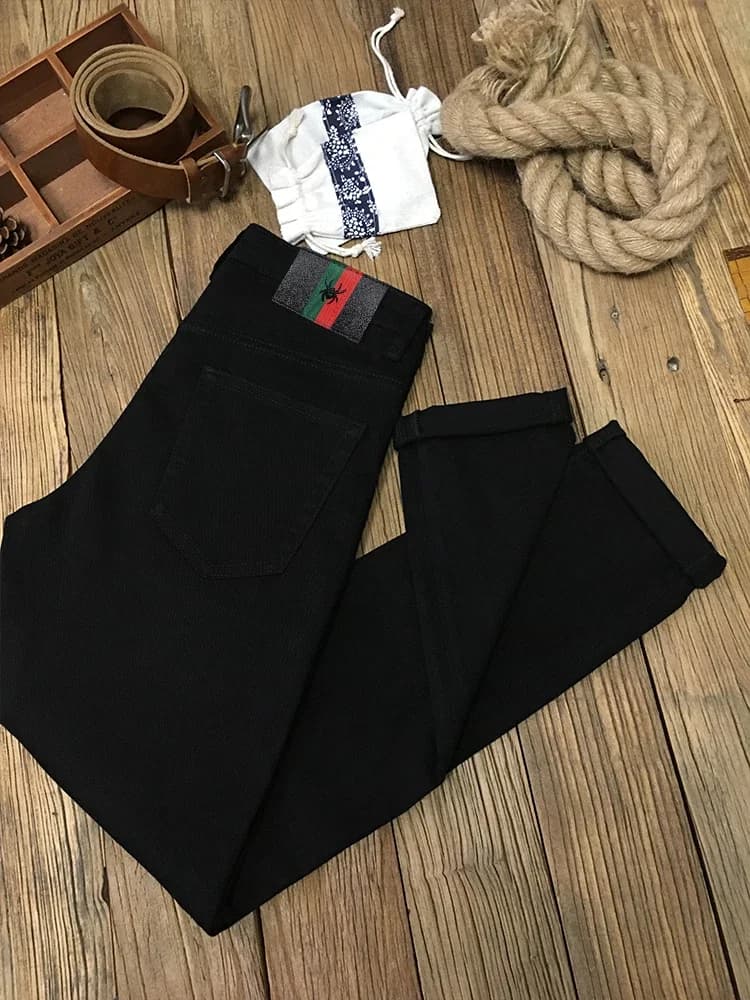 Men's Black Elastic Skinny Jeans