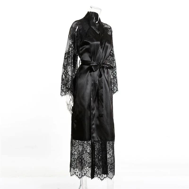 Women's Satin Lace Kimono Robe