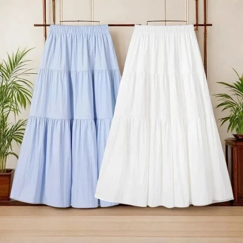 Women's Tiered Maxi Skirt Elastic Waist
