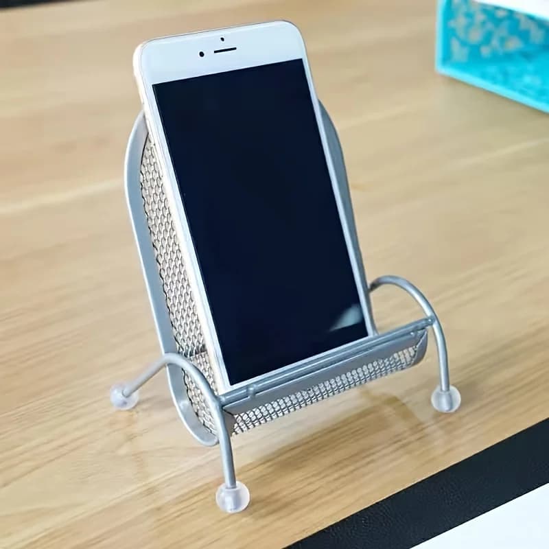 Stainless Steel Phone Stand with Heavy-Duty Base -Ergonomic Design for Bed & Desk, Secure Grip for Smartphones, Tablets, Cameras