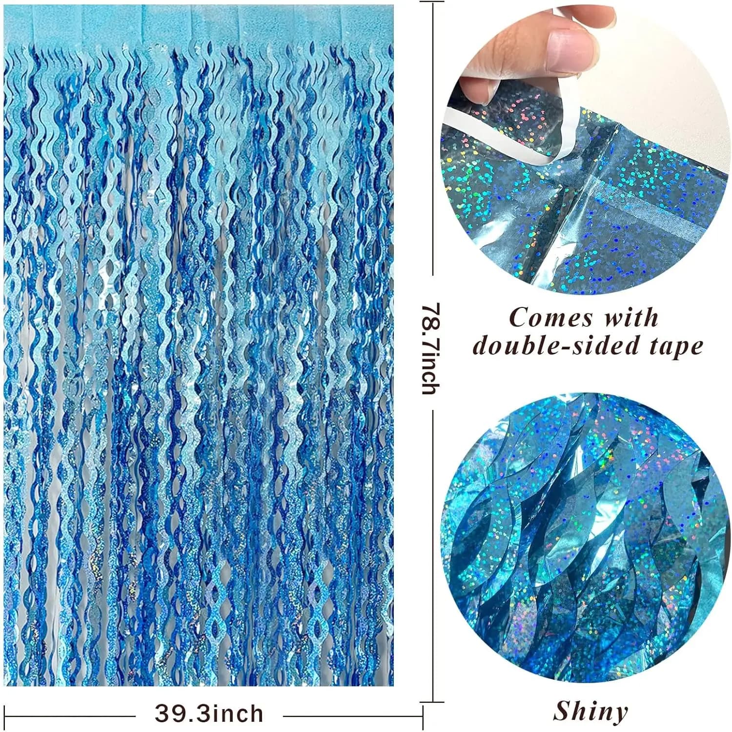 Blue Fringe Streamer Party Backdrop