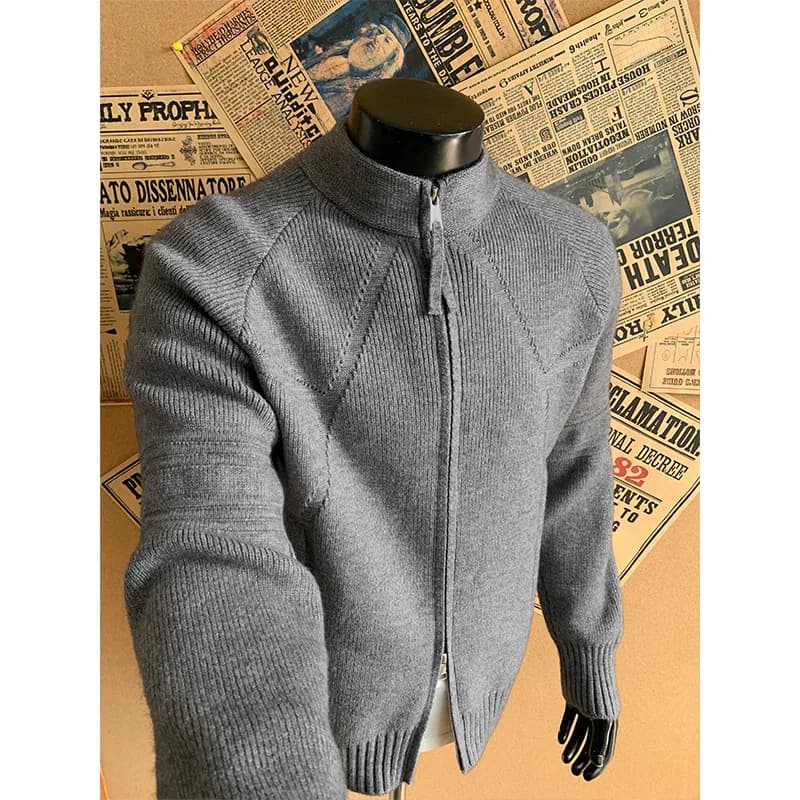 Thermal Double Zipper Cardigan Jacket