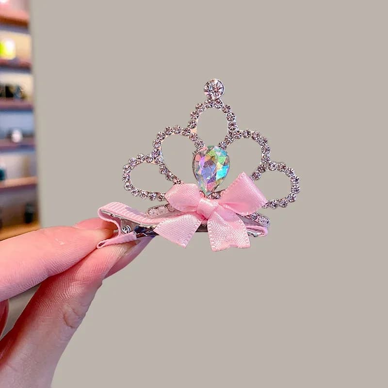 Dog and Cat Hair Clips Crown Bow Multicolor