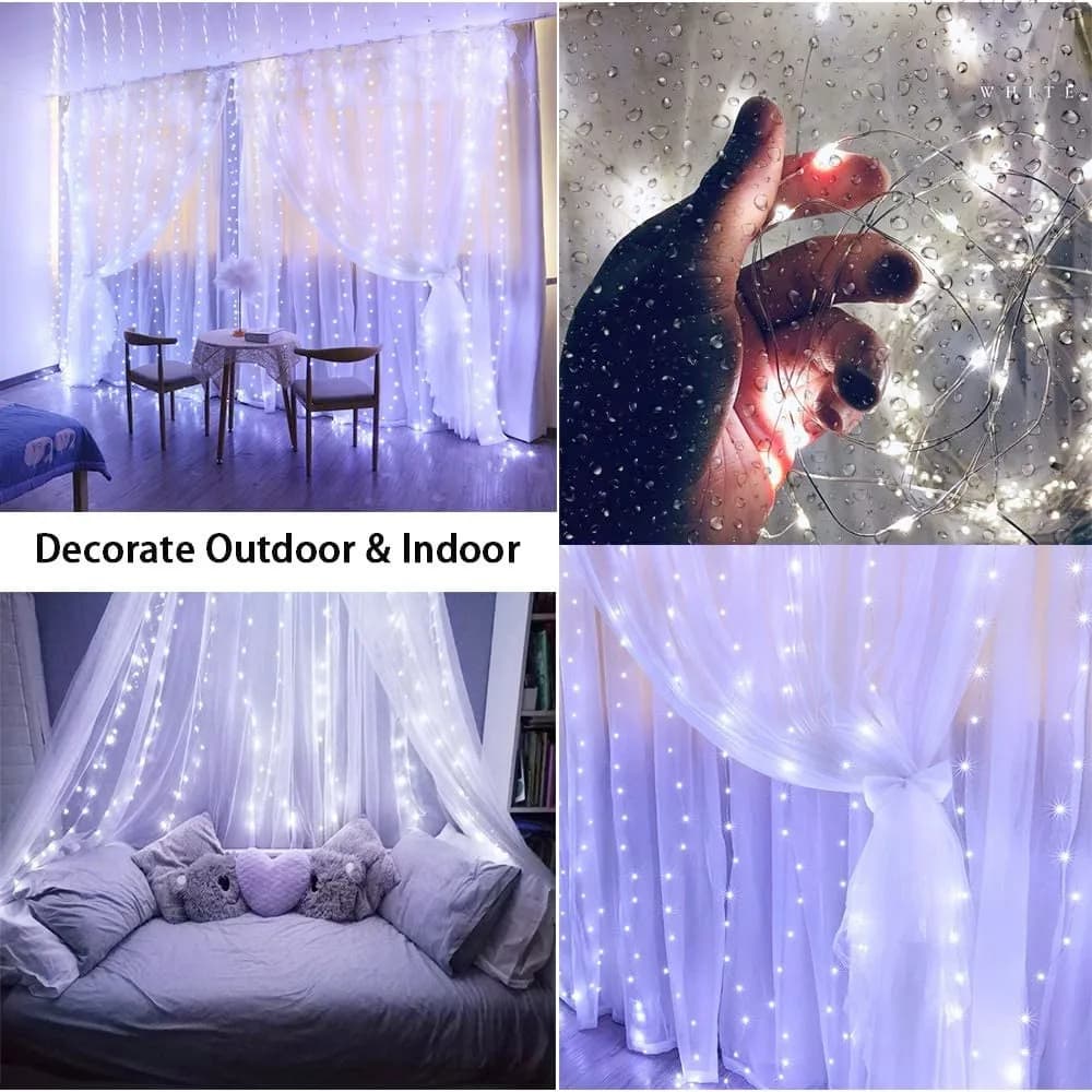 LED Curtain Fairy String Lights 300 Count