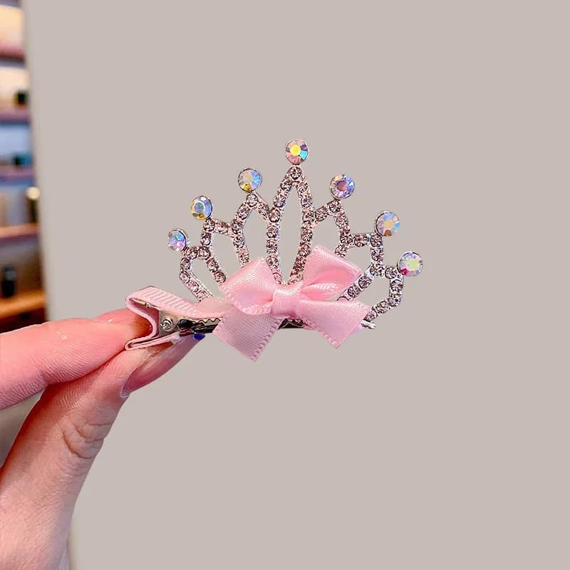 Dog and Cat Hair Clips Crown Bow Multicolor