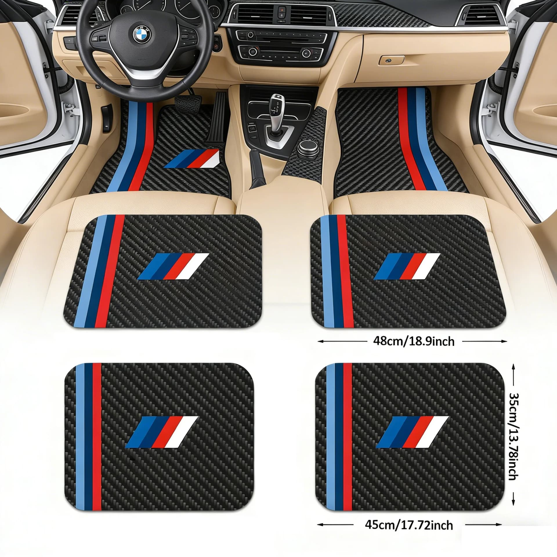 Car Floor Mats Wear-Resistant Black White