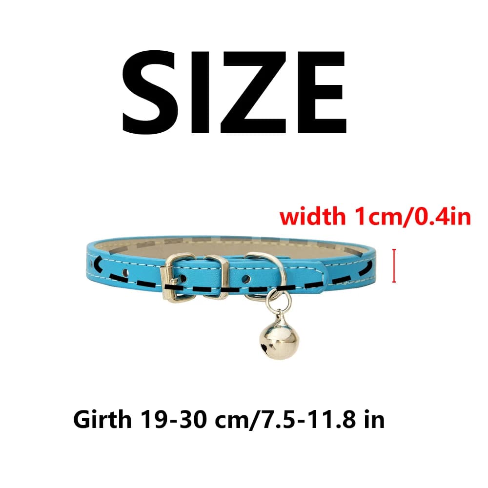 Adjustable PU Leather Cat Collar with Metal Buckle
