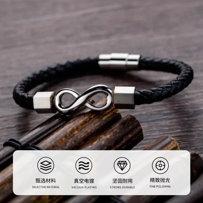 Eight-Shape Handwoven Leather Bracelet
