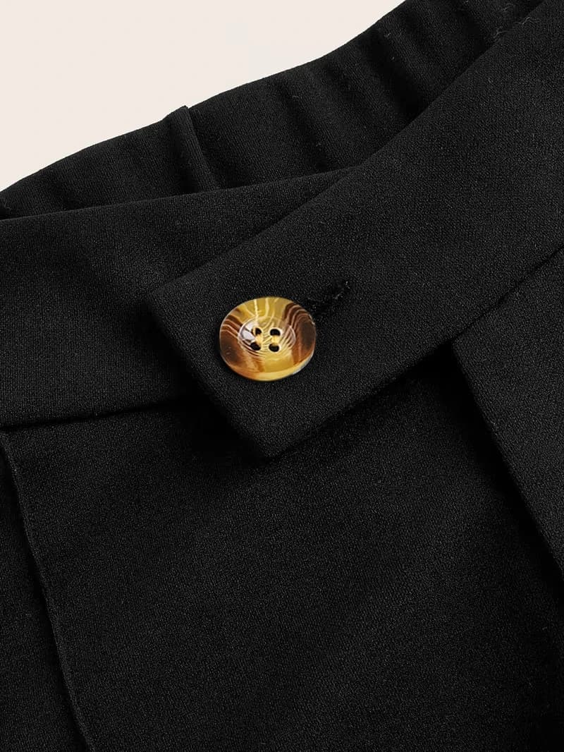 Women's Black High-Waist Straight Suit Pants