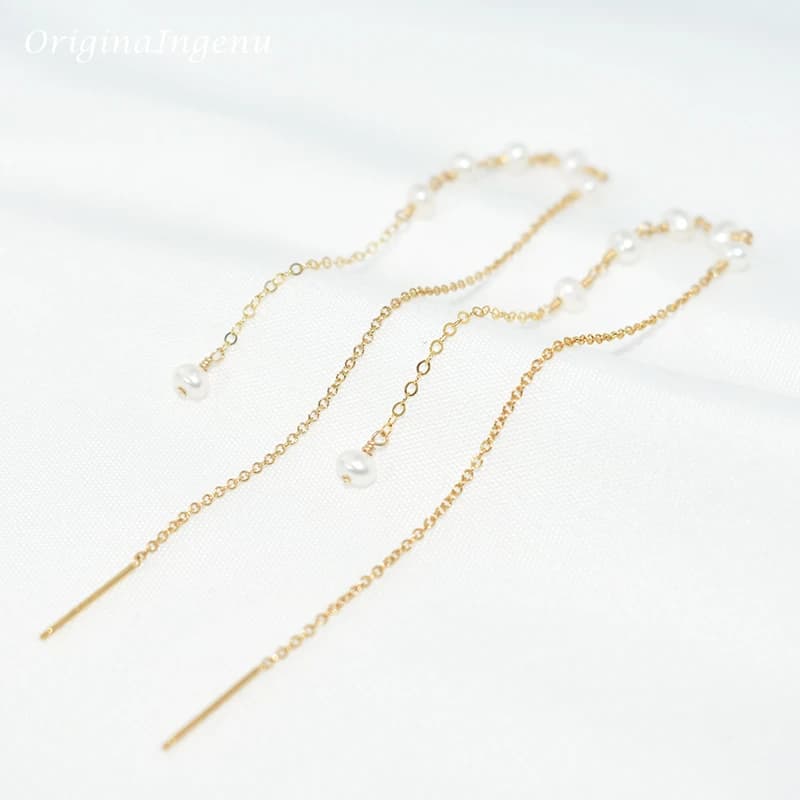 Natural Pearl Drop Earrings 14K Gold Filled