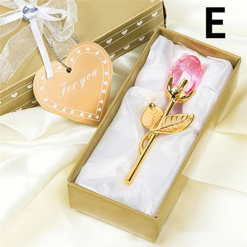 Valentine's Day Lovers' Gift X'mas Favors Souvenir Crystal Glass Rose Flower Figurines Craft Home Wedding Decoration Ornaments