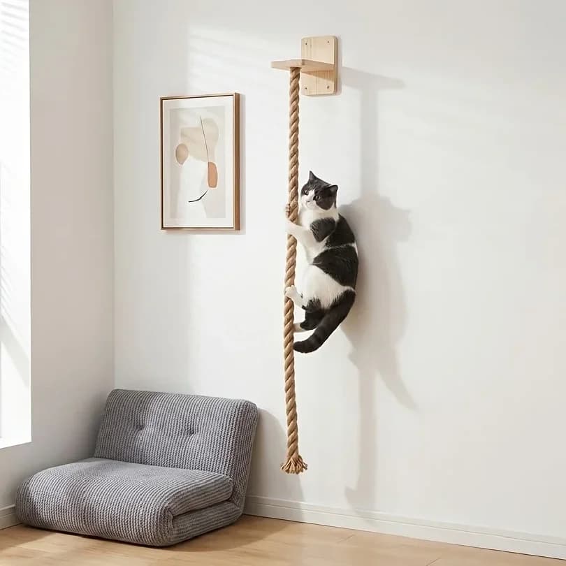 Wall-Mounted Cat Climbing Rope with Jumping Board