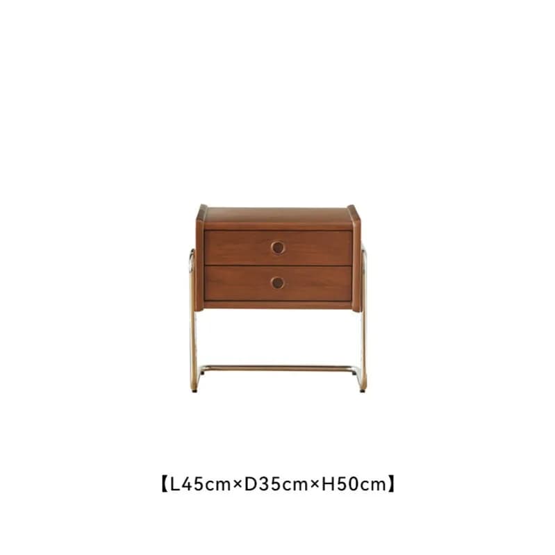 Compact Modern Minimalist Solid Wood Nightstand with Storage Drawers for Small Bedroom, Bedside Cabinet