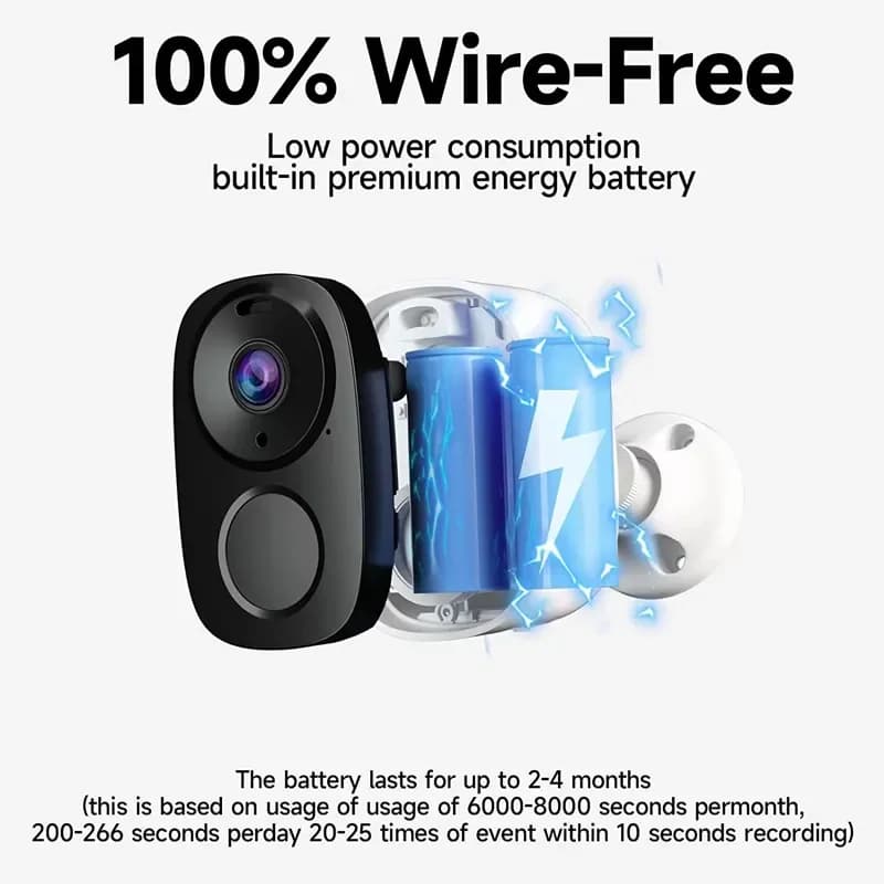 Wireless Outdoor Security Camera 2K Battery Powered
