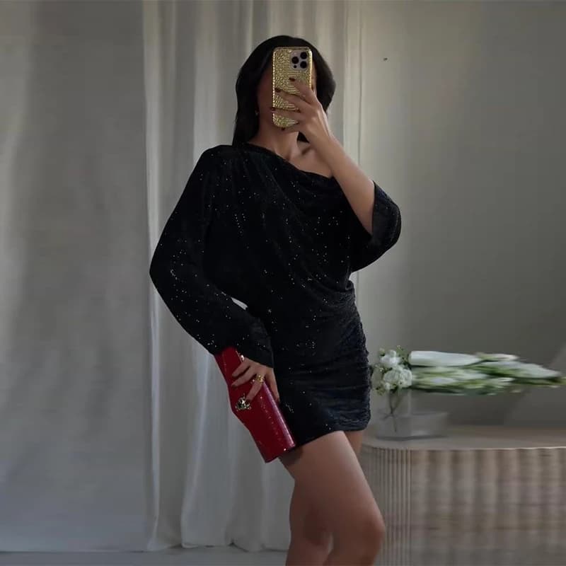 Women's Dresses Elegant Party Dresses Rhinestone Draped Sleeveless Mini Dress Sexy Outerwears Bodycon Formal Gown Woman Clothes